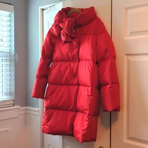 Kate Spade Funnel Neck Puffer Coat Red